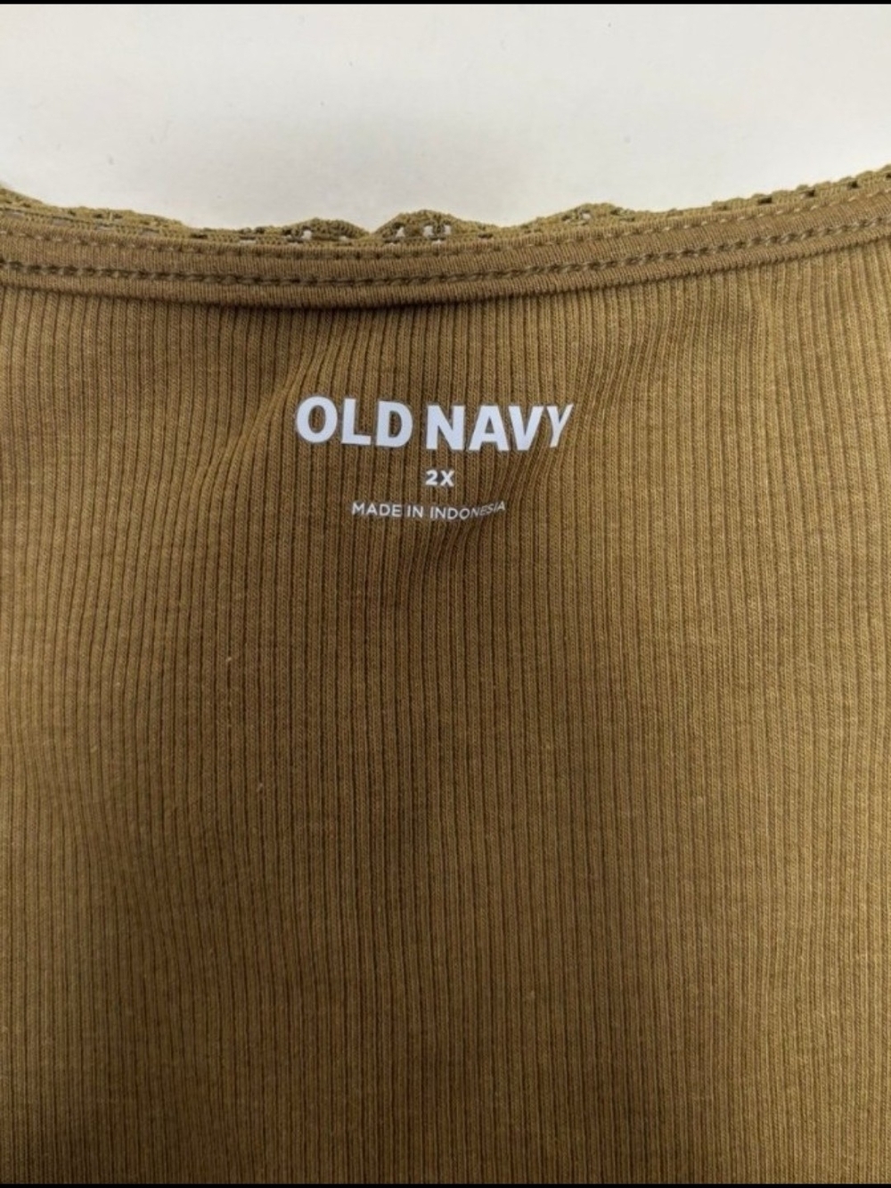 Old Navy Olive Ribbed Tank with Ruched Front - Picture 2 of 2